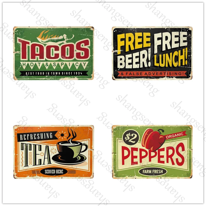 

Seafood Shrimp Wall Decor Vintage Poster Tin Metal Sign Iron Plating Suitable for Restaurant Bar Decoration Beer coffee drinks