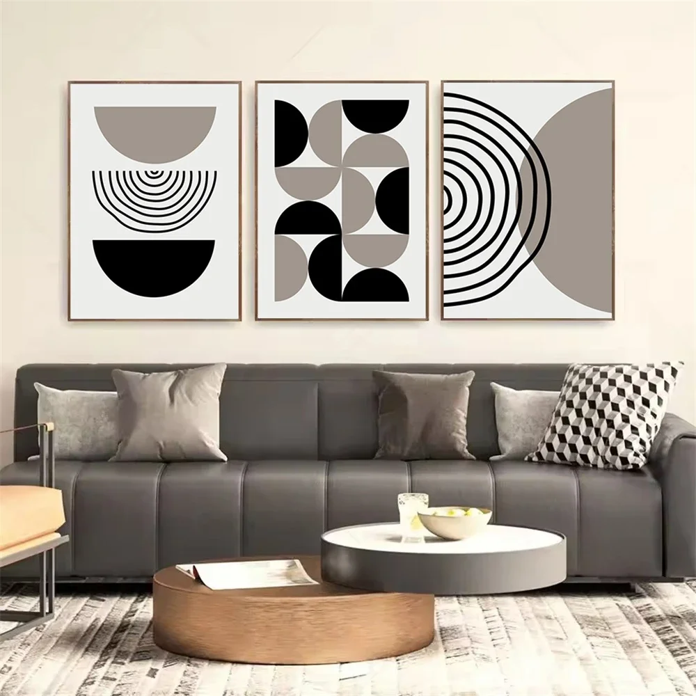 Abstract Minimal Art Prints Modern Geometry Poster Beige And Black Canvas Painting Nordic Wall Pictures Living Room Decoratio