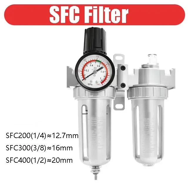 

SFC400 1/2 SFC300 SFC200 1/4 Air Compressor Filter Regulator Oil Water Separator Trap Regulator Valve Pneumatic Parts