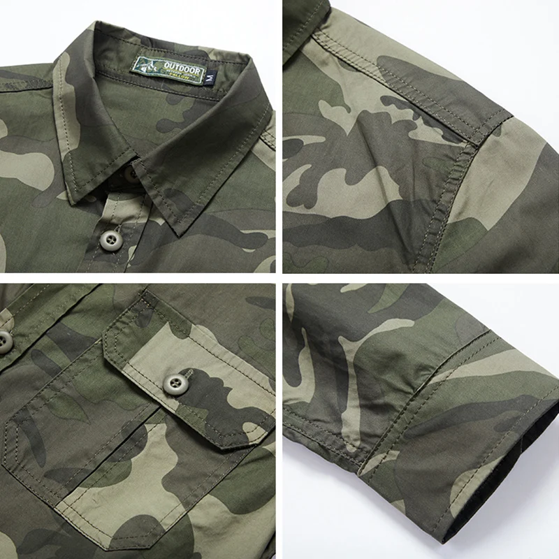 Tactical Hiking Shirts Men Long Sleeve Cargo Work Shirts Summer Outdoor Quick Dry Military Combat Hunting Fishing Shirt