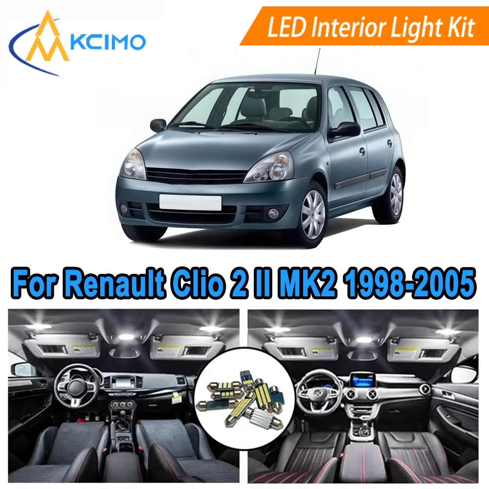 

Direct Fit LED Interior Bulb Set For Renault Clio 2 II MK2 (1998-2005) LED Interior Lights Super Bright 6000K Easy Installation