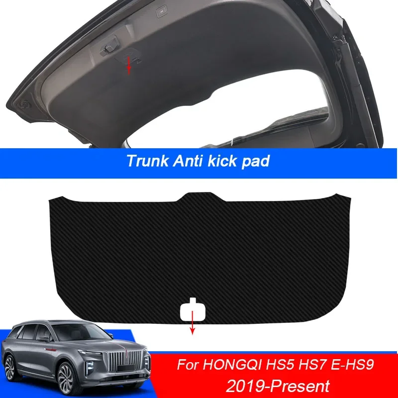 Car PU Leather Mat Anti-kick Cushion Trunk Weather Dustproof Protection Tailgate Sticker For HONGQI HS5 HS7 E-HS9 2022-2025