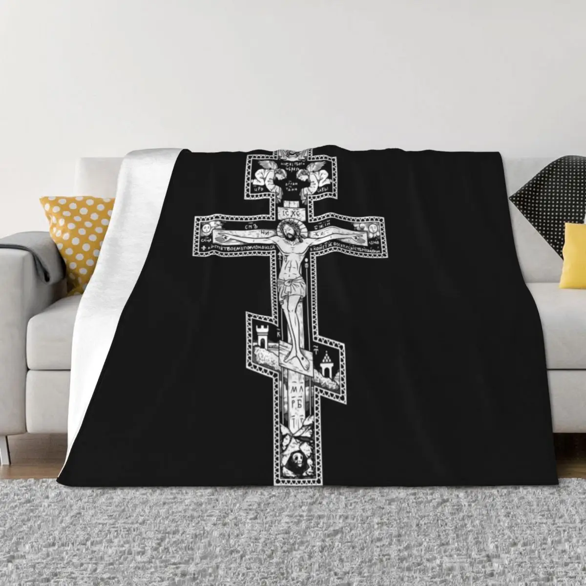 

Orthodox Cross Throw Blanket Softest Hairys Soft Big Retros Blankets
