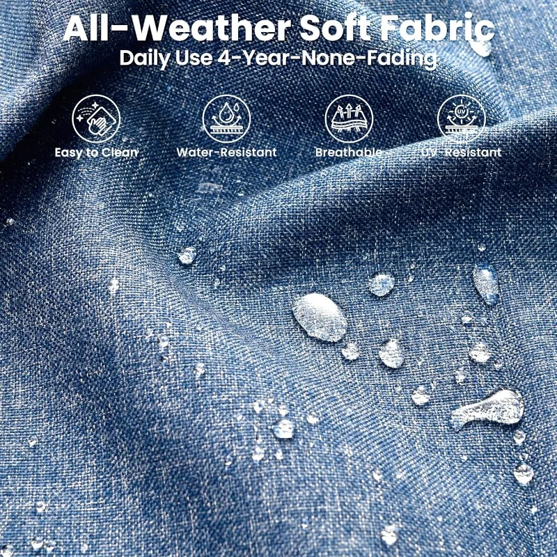 طقم أثاث للفناء مكون من 10 قطع، أريكة من الخيزران للاستخدام الخارجي مع كراسي دوارة هزازة وأضواء شمسية وطاولة ناري، دي حديث