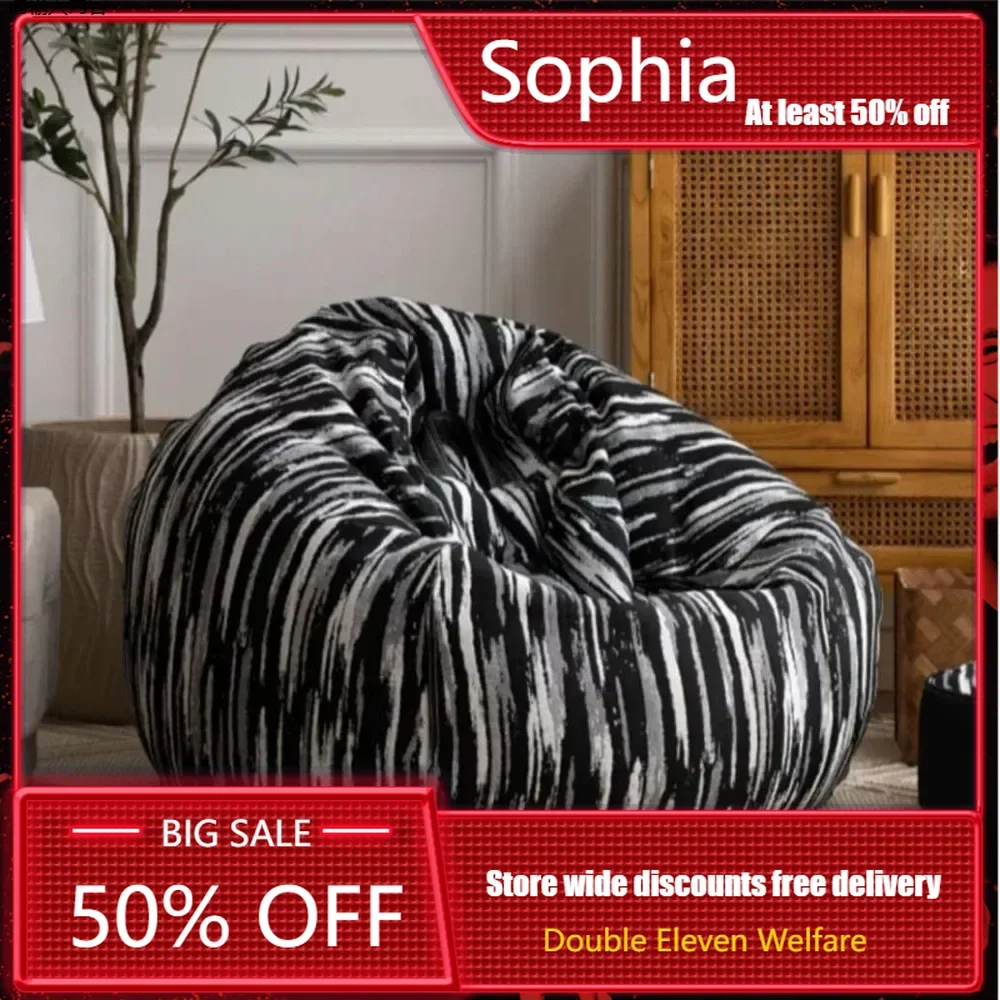 Washable Indoor Bean Bag Sofa, Padded Lazy Lounge Chair, Tatami Soft Furry Bean Bag Cushion Balcony Leisure Chair Furniture