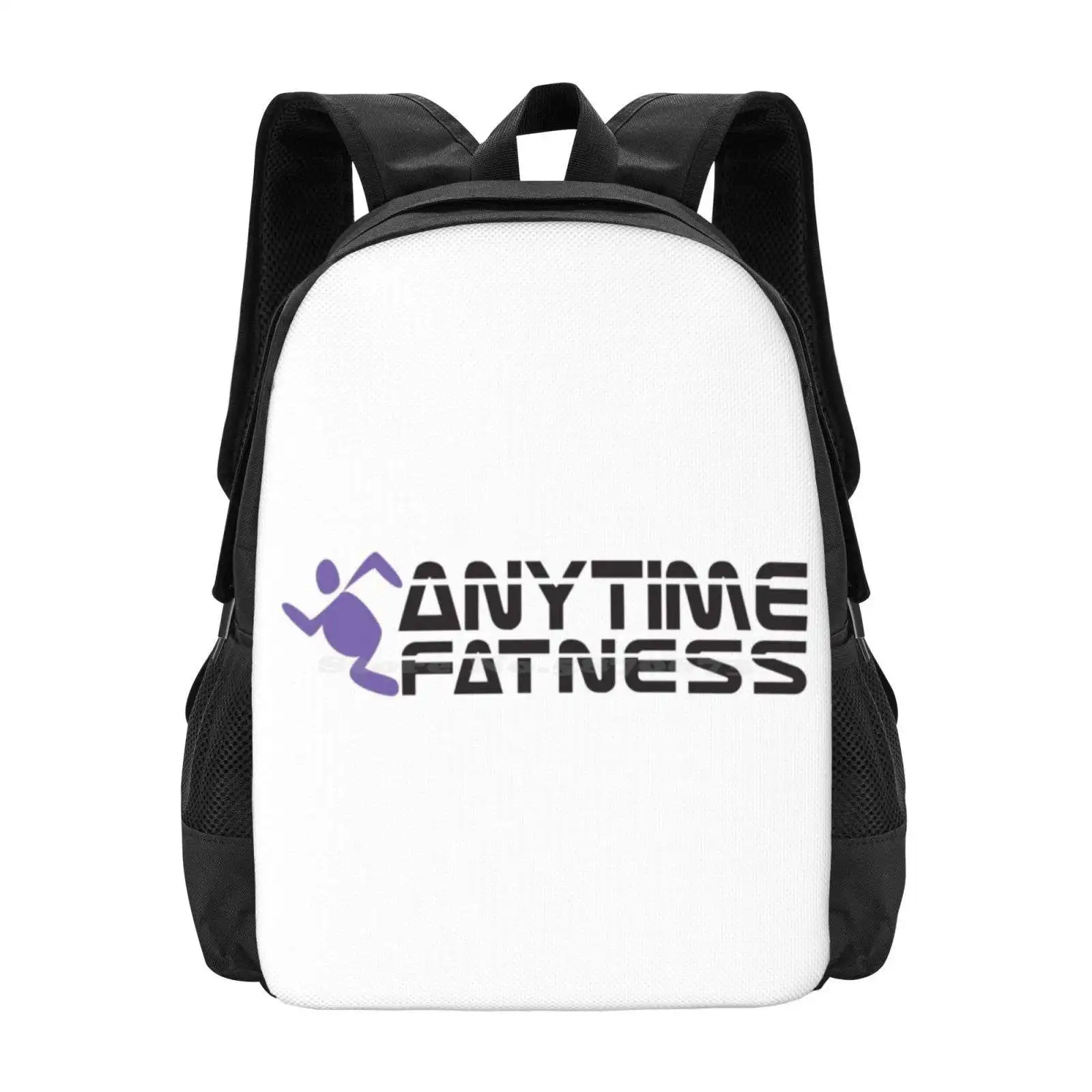 Anytime Fatness 3D Print Design Backpack Student Bag Anytime Fitness Fatness Humour Unfit Lazy Active Gymnasium Training Workout