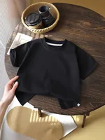 2-8Y New Summer Casual Children Tee 100% Cotton Solid Color Girls Short Sleeve Top O-Neck Soft Breathable Kids Clothes 3