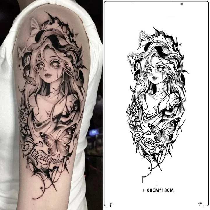 

Terrifying Butterfly Witch Herbal Juice Temporary TattoosCartoon Waterproof Fake Tattoo Sticker Body Art Tattoo for Women Man