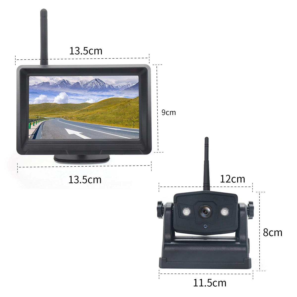 Wireless Car Rear View Cam IR Night Vision Bus Truck Reverse Camera Built in Battery 9600mah with 5 Inch Camera System