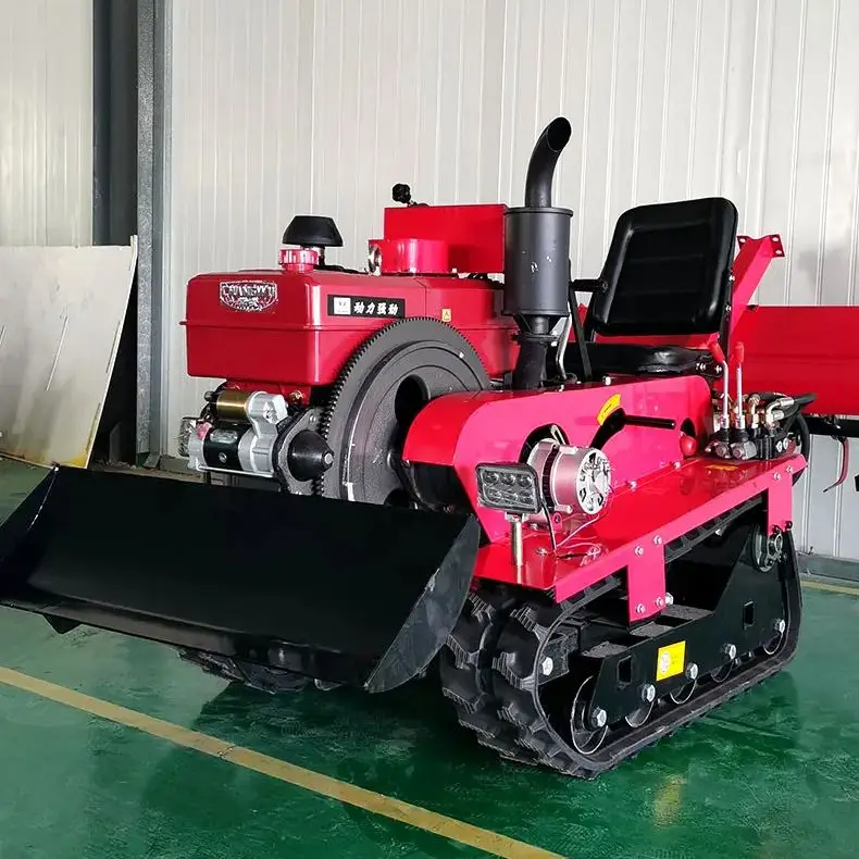 Customized Compact-Size 22HP Mini Cultivator Tiller Crawler Tractor With Excavator For Narrow Greenhouse