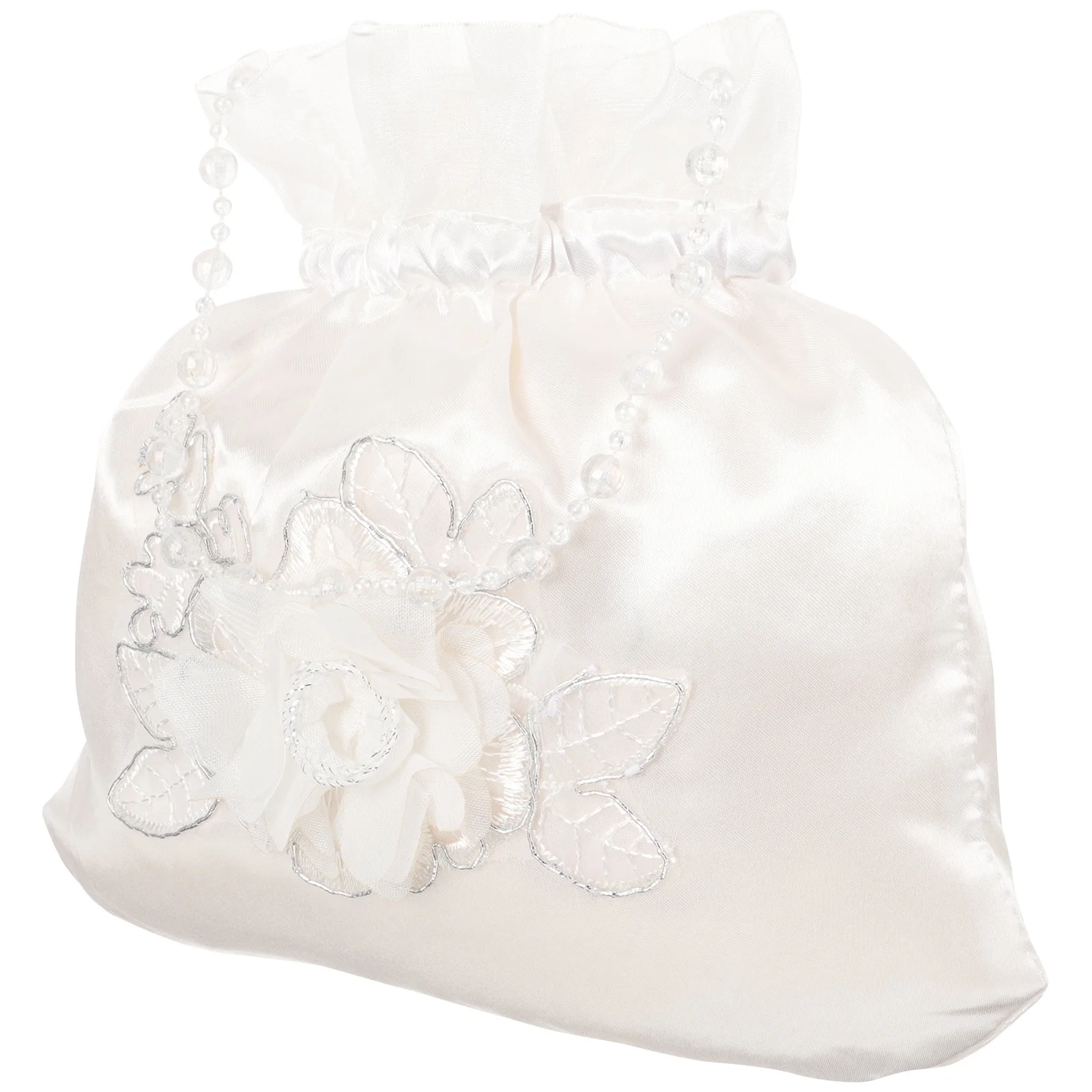 Bolsa de noiva flor decorada bolsa de doces dama de honra cetim sacos de casamento de noiva saco de cordão casamento