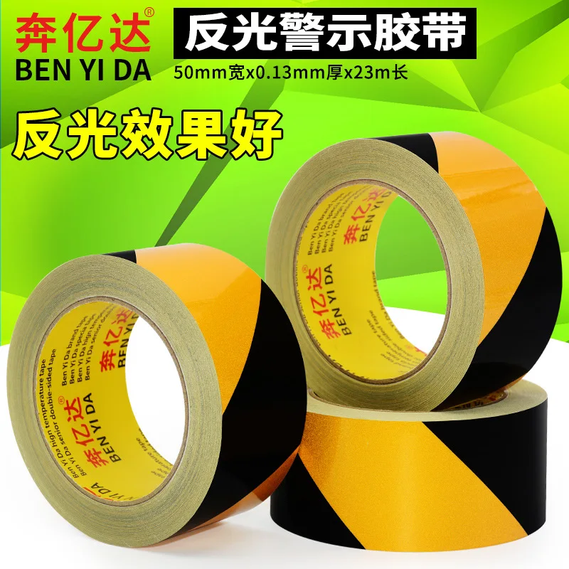 Customized Black and Yellow Reflective Warning Tape Reflective Tape Reflective Film Reflective Floor Tape Width Customizable Len