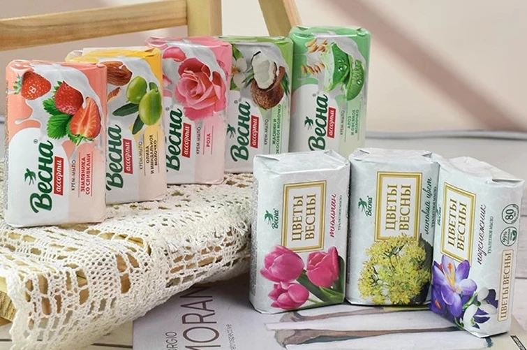 Russian Milk Tulip Scented Soap 90g, Household Cleansing Bar, Traditional Formula & Gentle Care