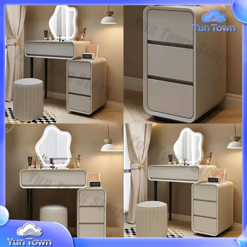 Nordischer Schminktisch mit Schubladen Moderner Minimalistischer Organizer Eck-Schminktisch mit Spiegel Günstiger Coiffeuse De Chambre