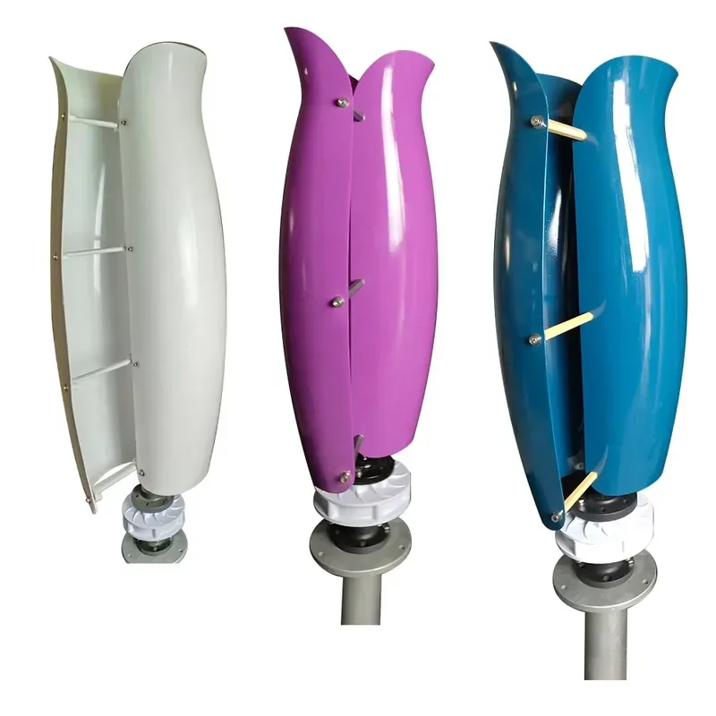 

VAWT 800W 12V / 24V New Arrival Flower Tulip Shape Vertical Turbinas Eolicas Verticales Wind Turbine Generator