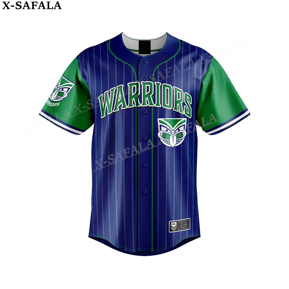 Australian Rugby Warriors Customize Name/Number 3D Printed Baseball Jersey Shirt Men's Tops Tee Oversized Streetwear Jersey