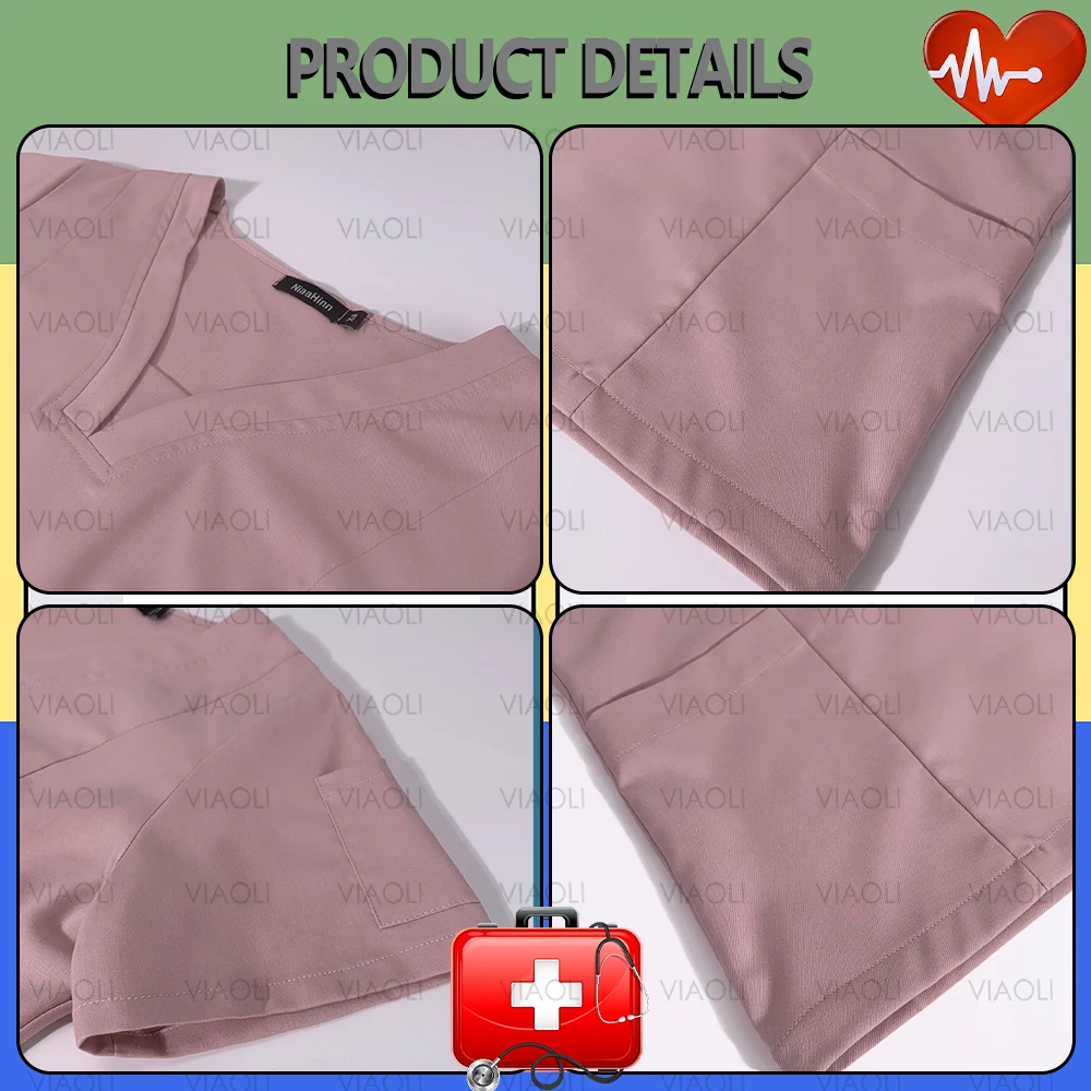 Medical Uniforms for Women V-neck Nurse Scurbs Set Hospital Doctor Workwear Oral Dental Surgery Work Uniforms Beauty Spa Clothes