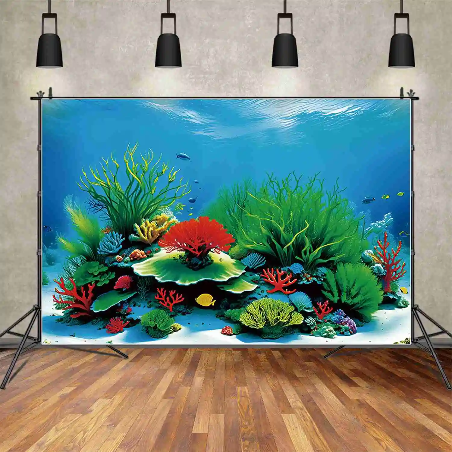 

Задний фон MOON.QG для дня рождения с изображением красного кораллового моря и травы детский фон для фотосъемки с голубым океаном и морским дном индивидуальные аксессуары для фотосъемки