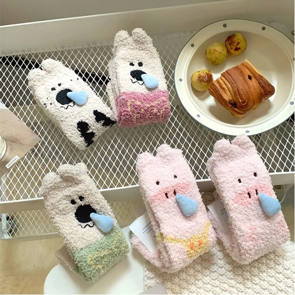 Fashion Cartoon Animal Floor Socks Multicolor Whit Snot Stocking Soft Thicken Sleep Sock Gift