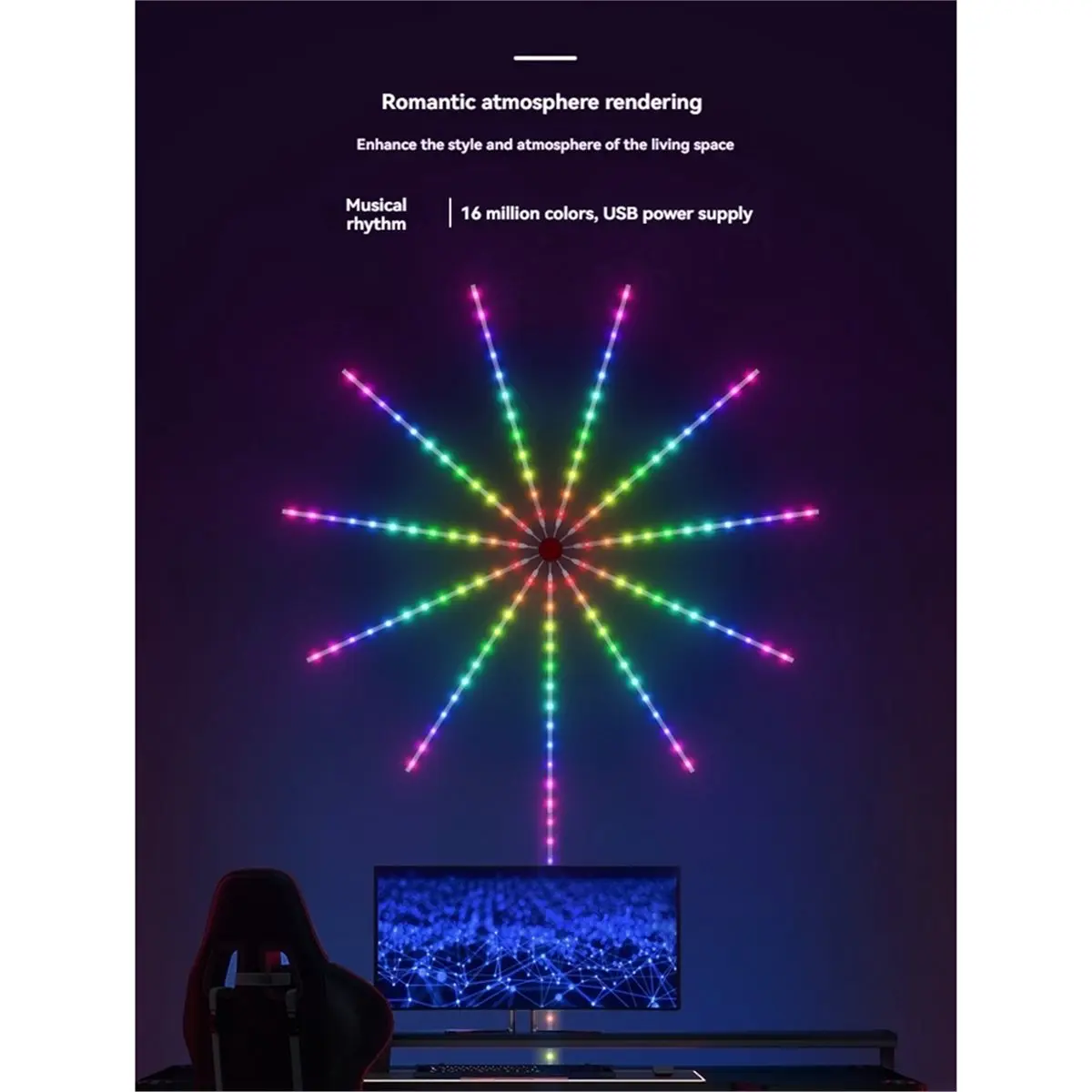 THANKYOU Bluetooth Fire Works Light Waterproof USB Fairy LED String Light Wall Lamp for Outdoor Garden Bedroom Christmas Decor