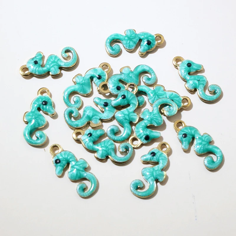20pcs 11x5mm Hippocampus Seahorse Enamel Charms Pendant Stainless Steel DIY Jewelry Making Accessories for Necklace Earrings view 5