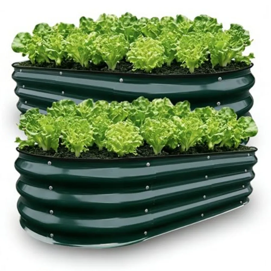 

Комплект из 2 оцинкованных металлических грядок-клумб 4x2x1 фут (1.2x0.6x0.3 м) для выращивания овощей, цветов и трав, темно-серый