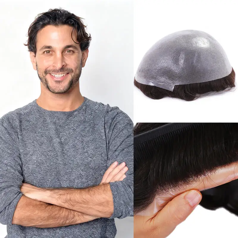 

Permier Мужской прочный парик из искусственной кожи, протез для волос 0,04-0,06 мм, 100% индийские парики из натуральных волос для мужчин