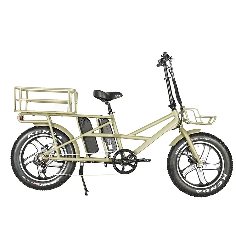 Front and rear cargo basket 48v 500w 750w rear drive motor dual battery fat tire tyre cargo electric bike