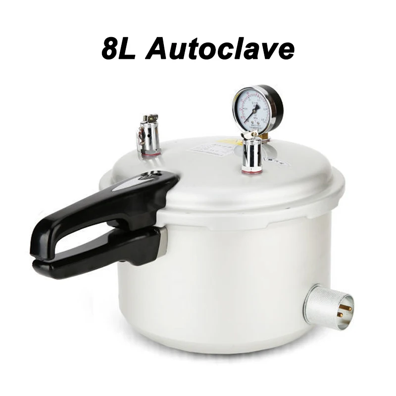 8L Portable Alluminum Alloy Heating Autoclave High Pressure Sterilizer Sterilization Pressure Steam Disinfecting Cabinet Pot