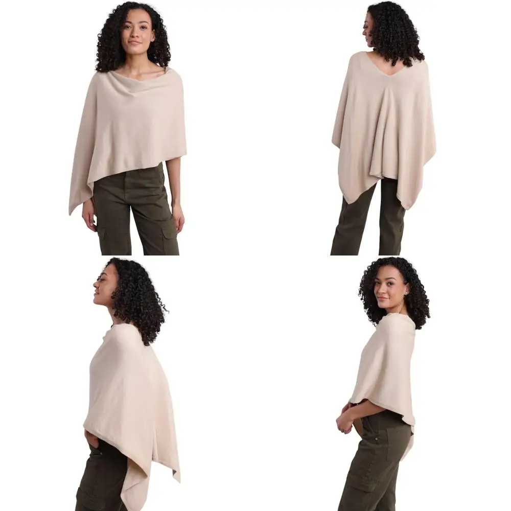 

Luxurious Lightweight Cotton Cashmere Blend Poncho - 95% Cotton, 5% Cashmere - Perfect Soft Gift for Her