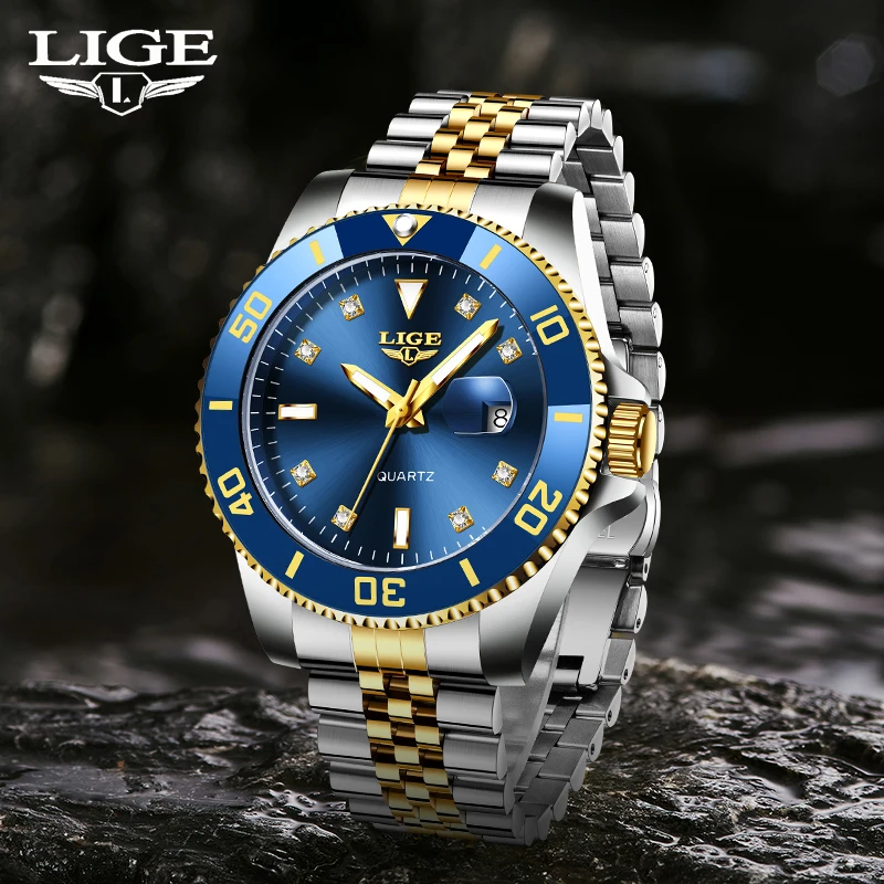 

LIGE 2024 New Quartz Wristwatches Casual Business Luxury Mens Watch Waterproof Luminous Stainless Steel Watches Men Reloj Hombre