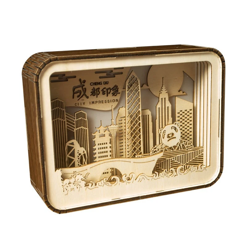 

Свет и тень, лампа для резьбы по дереву, 3d трехмерное производство изображений, ночник, культурные и креативные подарки, дерево