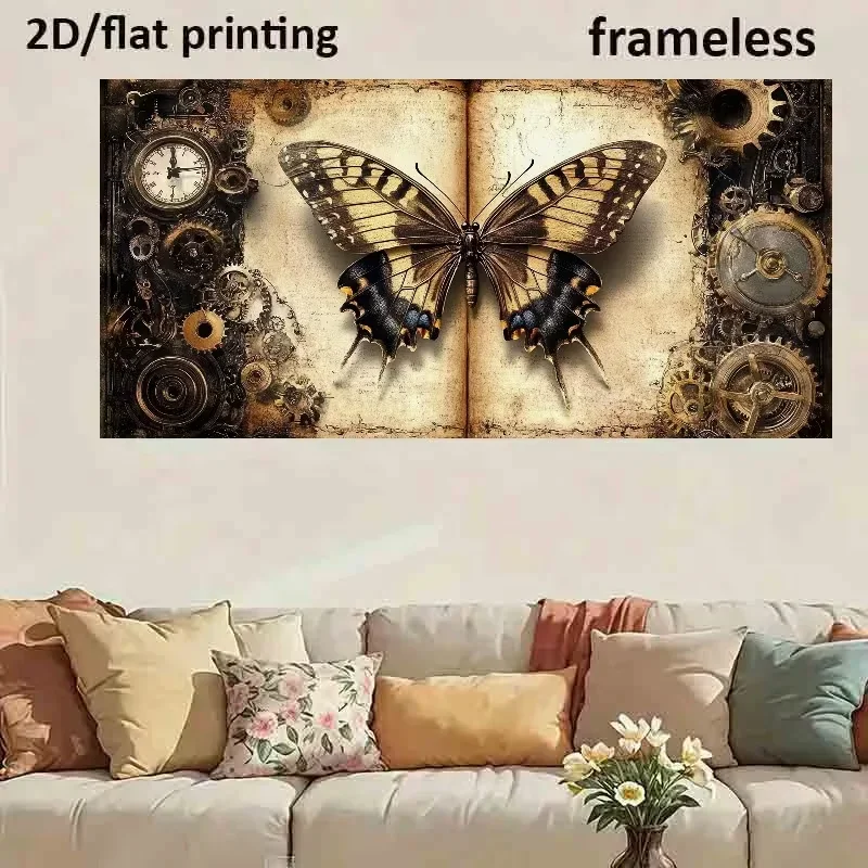 Multiple sizes 1pc frameless Large size Canvas Painting,2D Flat, 2D Flat, 1pc 19*39In/50*100Cm 2D/Flat Printing Canvas | Butterf