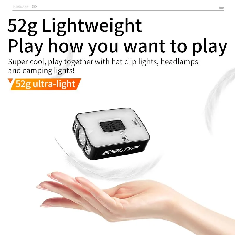 Lampu Kepala Induksi Tahan Air ESLNF Camp, Lampu Kepala Isi Ulang untuk Memancing di Luar Ruangan