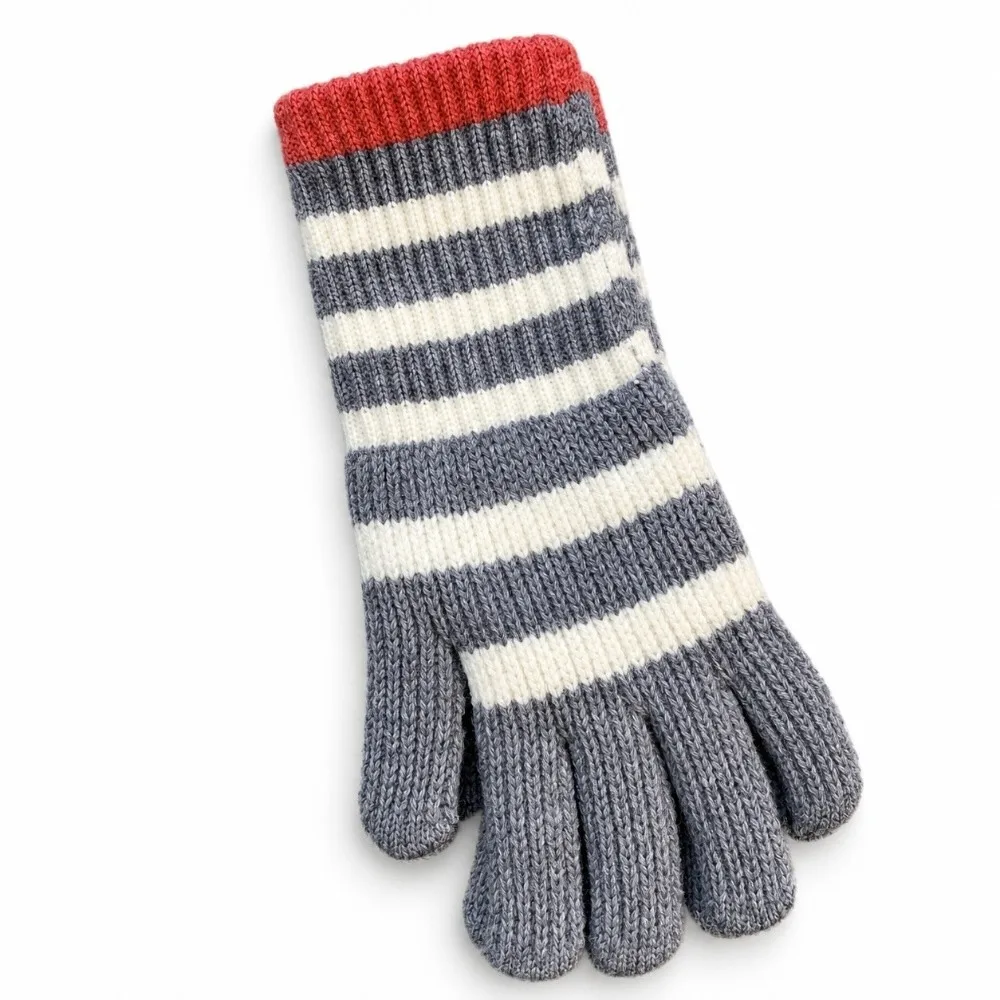 1 Pair Colorful Striped Knitted Gloves Lengthened Touchable Screen Full Fingered Gloves Warm Thickened Winter Women's Gloves