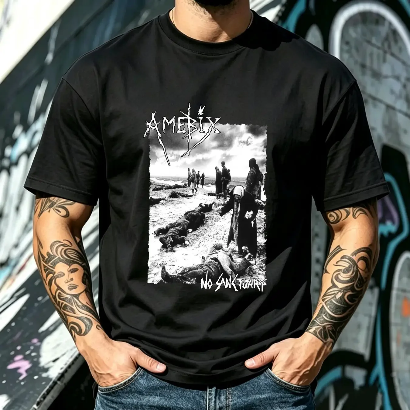 washed T Shirt Amebix Band For Fans Black Cotton All Size vintage Washed fashion Comfortable Unisex Top For Everyday Wear Soft
