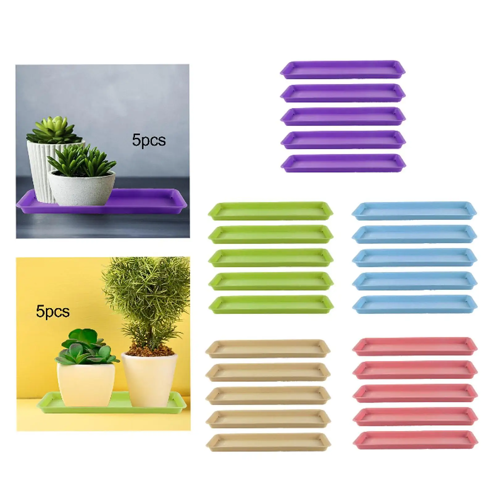 Flower Pot Drainage Trays Large Plastic Rectangular Planter Saucers for Indoor Outdoor Plants Balcony Windowsill