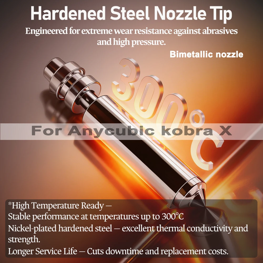 

For Anycubic Kobra X Bimetallic Hotend Nozzles Print Head Assembly KX Nozzle 0.25/0.4/0.6/0.8mm for Anycubic Kobra X Accessorie