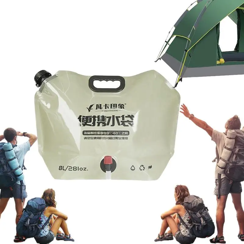 Collapsible Water Container Bag 8L Camping Water Storage Bag Portable Collapsible Drinking Water Carrier Container For Backpack