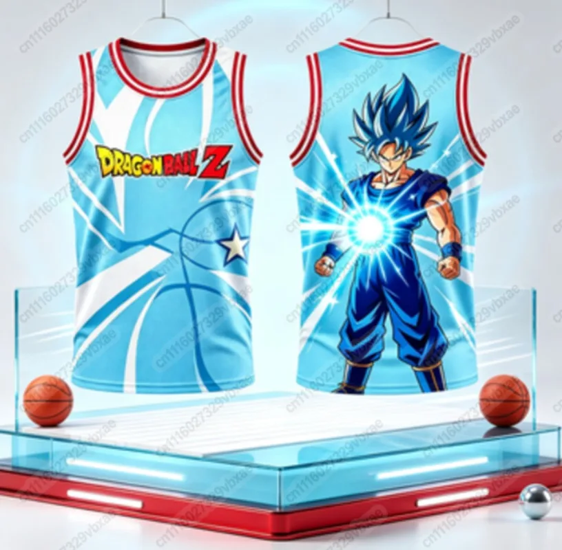 2026 Summer Dragon Ball Goku Oversized Anime Print Men's Sleeveless T-Shirts Workout Vest Summer Quick-dry FamilyMatching