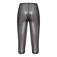 Womens Metallic Shiny Slim Fit Capri Pants Semi-transparent Capri Leggings Elastic High Waist Tights Shiny Cover-up Rave Pants - Image 3