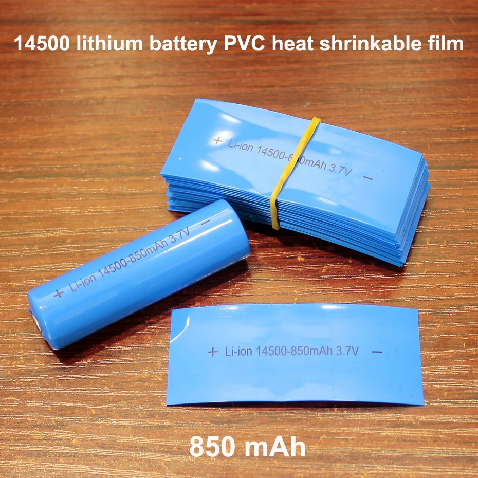 100pcs/lot AA/5 lithium battery package outer skin 14500 battery PVC heat shrinkable sleeve package shrink film