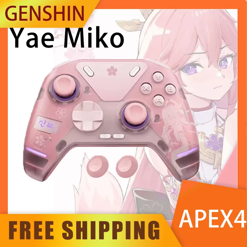 Genshin Yae Miko Gamepads APEX4 Wireless Pink Game Handles Customized Gaming Controllers With Hall Rocker For XBOX STEAM PC Girl