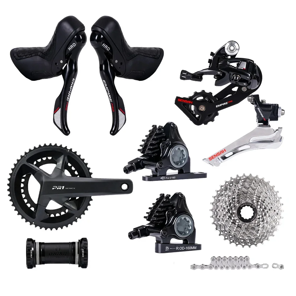 SENSAH HRD Hydraulic Shifter 2x12 Empire PRO Kit Road Transmission Groupset with Derailleur Crankset Cassette for Road Bicycle