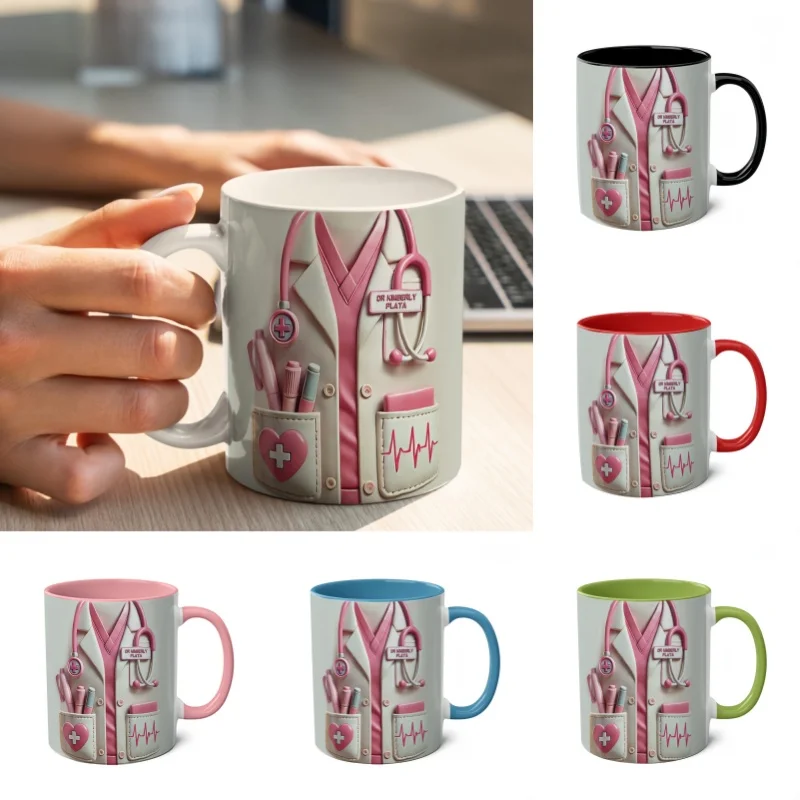 1 Personalized Medical Coffee Mug in Multiple Colors with Stethoscope Design - Ideal Gift Mug for Doctors, Nurses, Medical Stude