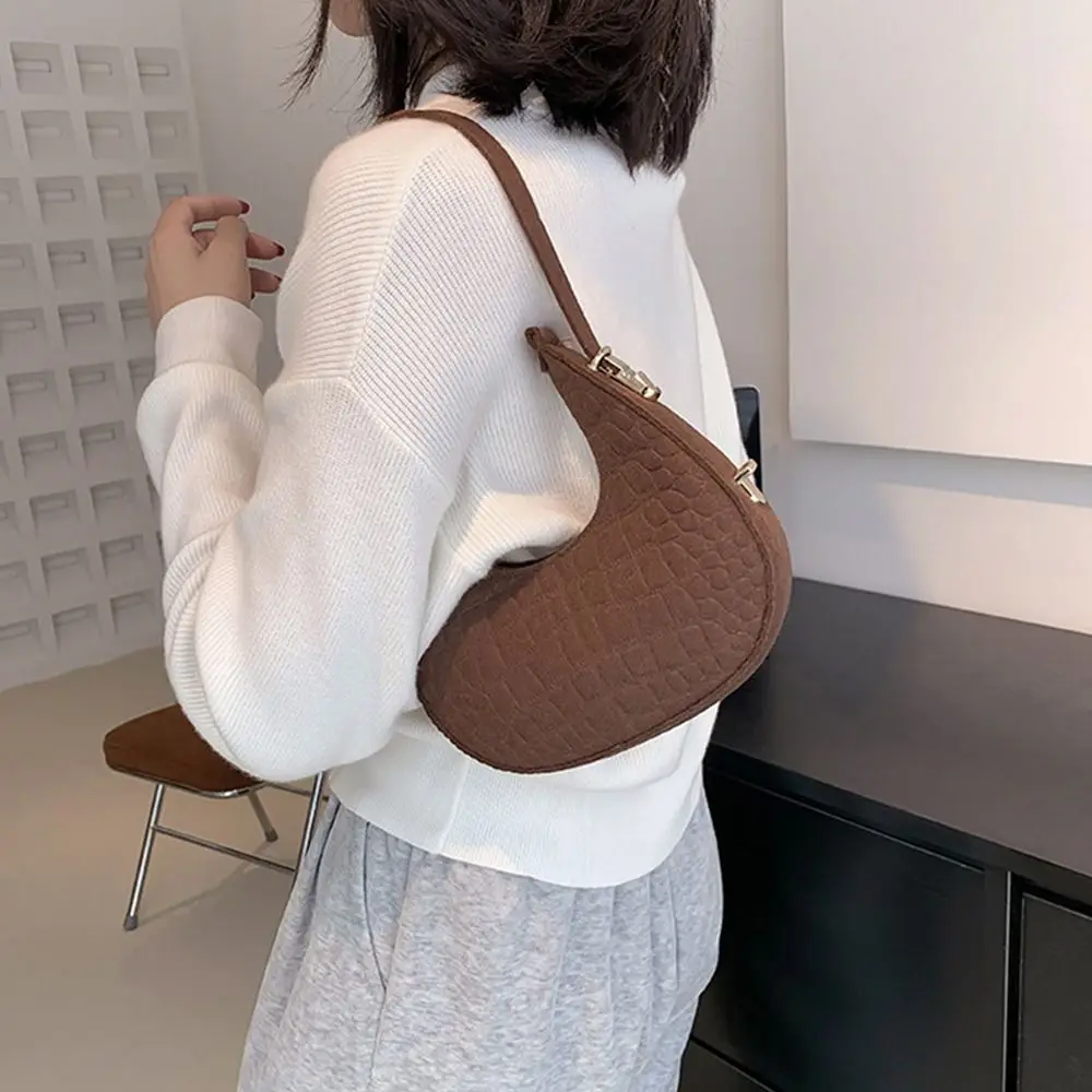 

Women Female Felt Crocodile Grain Shoulder Bag Purses Underarm Bags Handbags