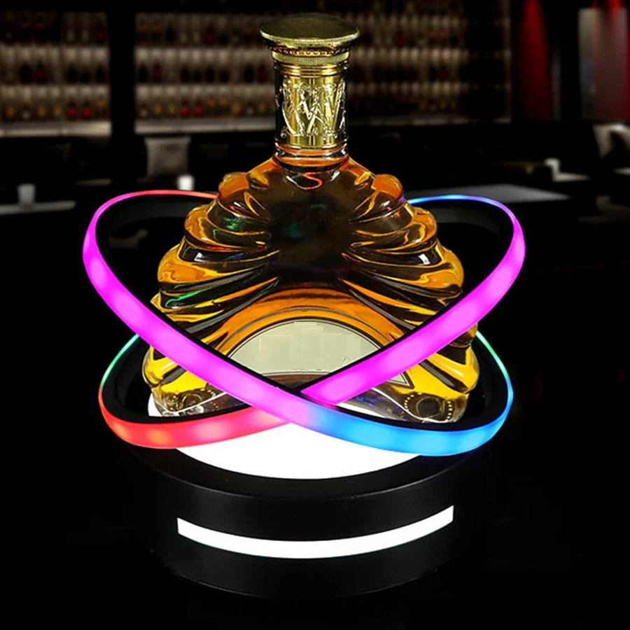 

Cross Ring Champagne Bar Wine Bottle Display Stand VIP Wine Holder VIP Bottle Glorifier Display Rack LED Bottle Presenter