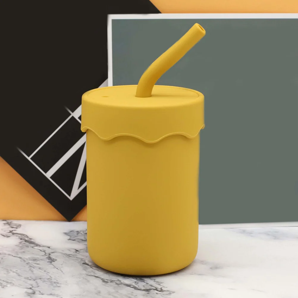 

Baby Water Drinking Cup with Straw Lid Silicone Material Strong Drop Resistant Safe Reliable Silicone Training Cups for Baby