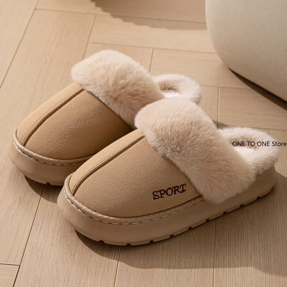 شتاء دافئ شقة نِعال من الفراء النساء فو الجلد المدبوغ رقيق فروي المنزل الشرائح امرأة الراحة عدم الانزلاق ارضيات داخلية أحذية قطنية #5