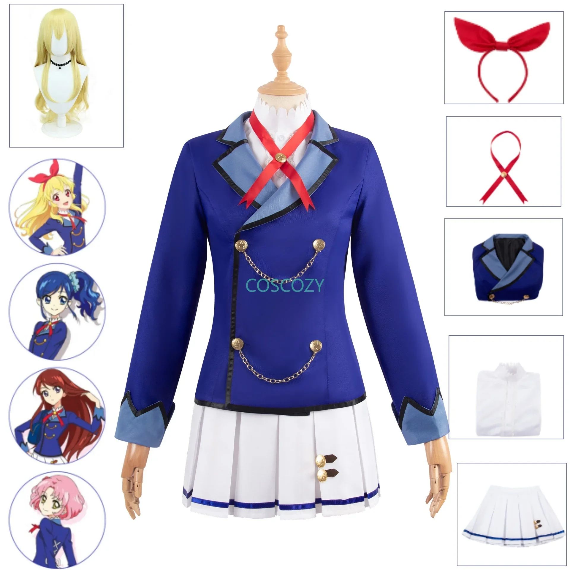 

Woman Clothes Hoshimiya Ichigo Cosplay Costume Skirt Coat Shirt Anime Women Girl Blue SchoolGirls Uniform Set Wig Avaliable